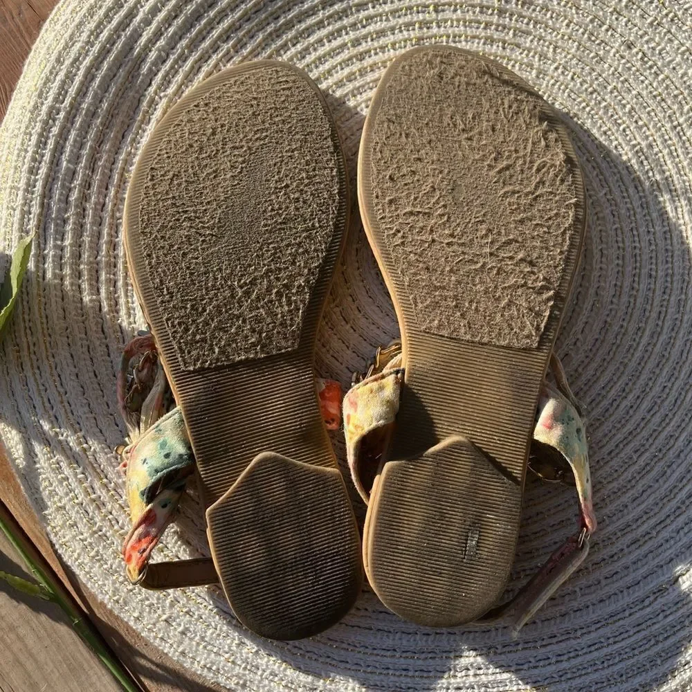 🔥4/$25 SARAH JAYNE GIRLS PEACH SHORE SANDALS FLORAL CHARM STRAPS